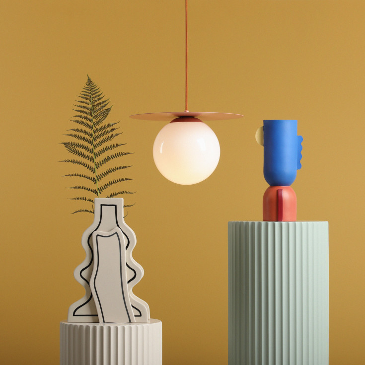 Aldex Loop pendellampe, Ø20 cm, korall