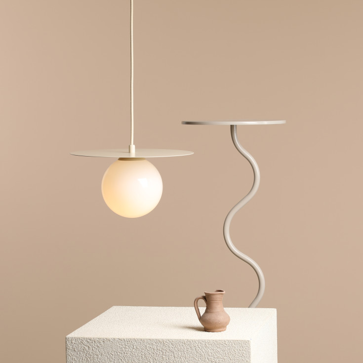 Aldex Loop pendellampe, Ø14 cm, krem