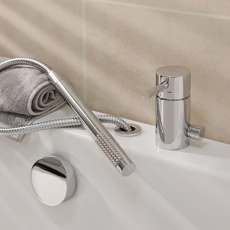 Strømberg badekarbatteri, vannpåfylling via overløp, krom