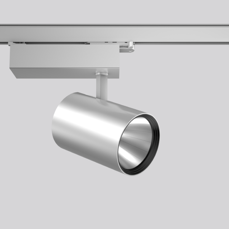 Deecos S Maxi, 3F skinnespot 63W, 8200 lm, 930, sølv On/Off