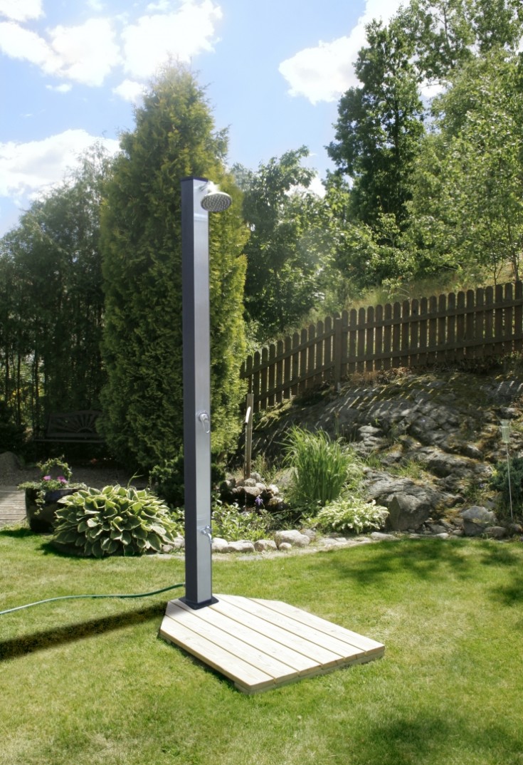 Demerx Sunny Exclusive 30 utomhusdusch, soluppvärmd, 30 liter, svart aluminium