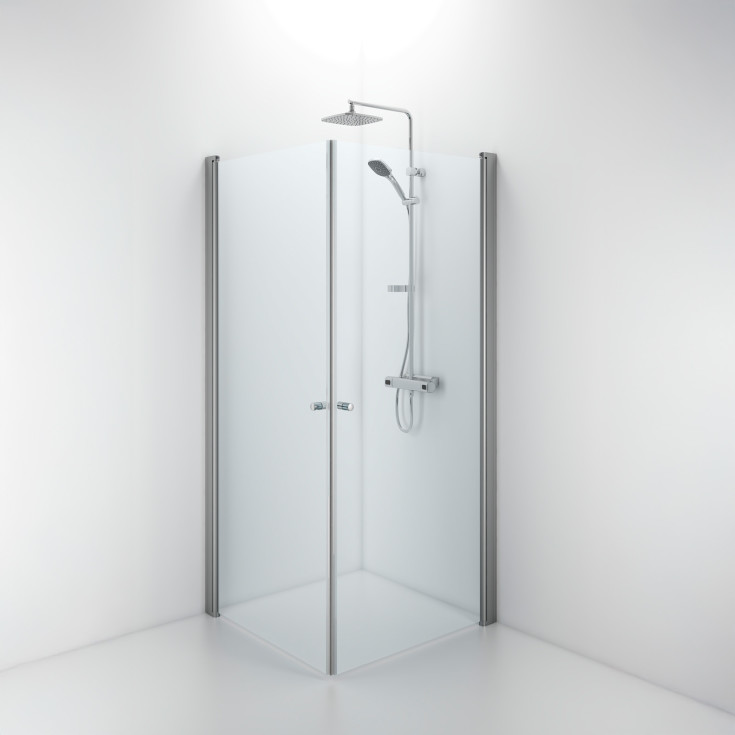 Contura Shower Space dusjdør, 77 cm, lav modell, klart glass, aluminiumsprofil