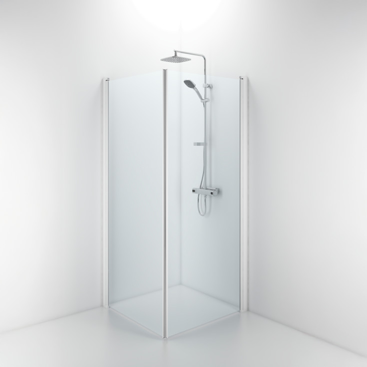 Contura Shower Space brusedør, 87 cm, klart glas, hvid profil