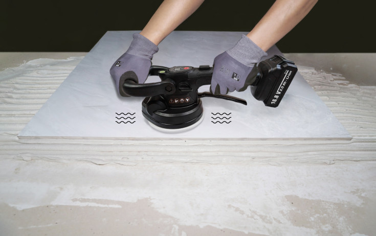 TILEFIX flisevibrator, digital, 2 x 16,8 V/2,0 Ah