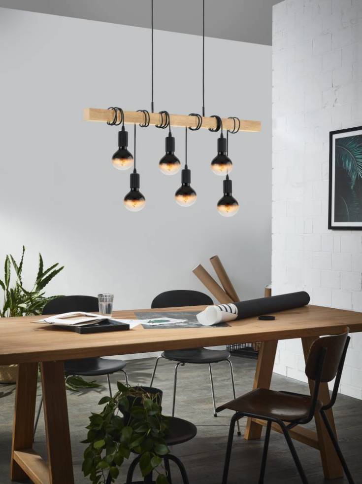 Eglo Townshend pendellampa, 6 lampor, svart