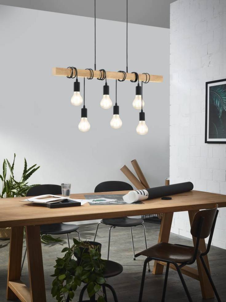 Eglo Townshend pendellampa, 6 lampor, svart