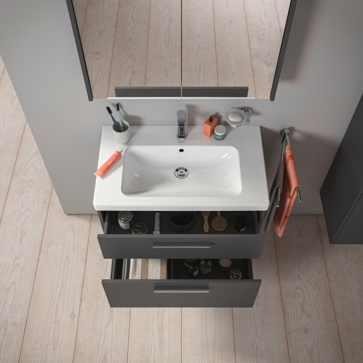 Duravit D-Code møbelpakke, 80x48 cm, mat sort