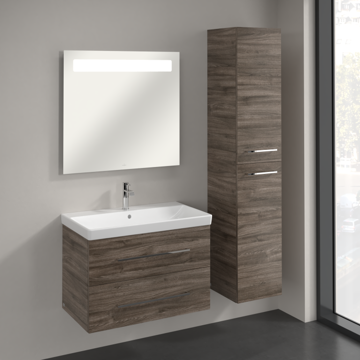 Villeroy & Boch Avento A894 högskåp, 34,6x176 cm, höger, grå ek