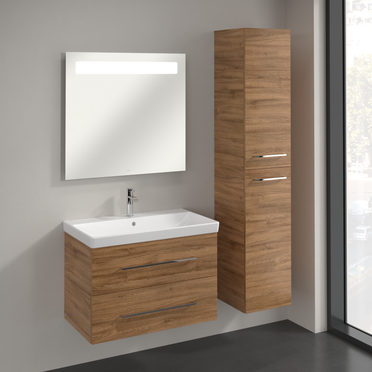 Villeroy & Boch Avento A894 högskåp, 34,6x176 cm, höger, mörk ek