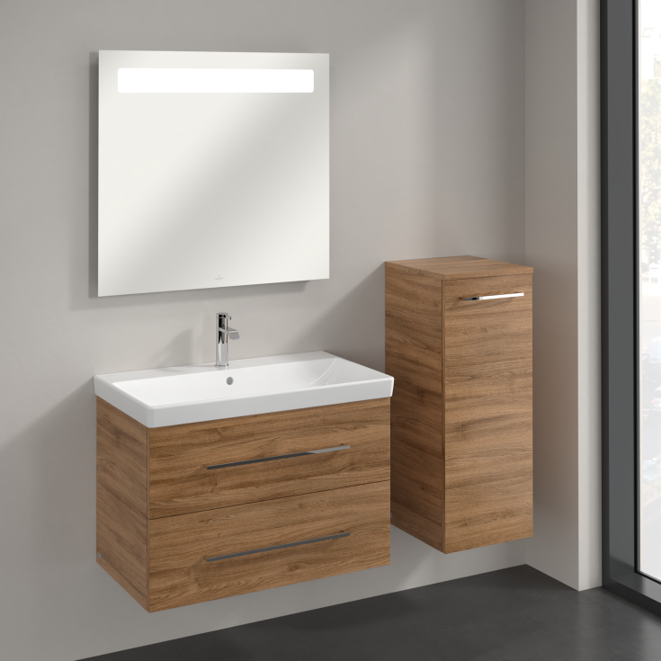 Villeroy & Boch Avento A895 vægskab, 34,8x88,8 cm, højre, mørk eg