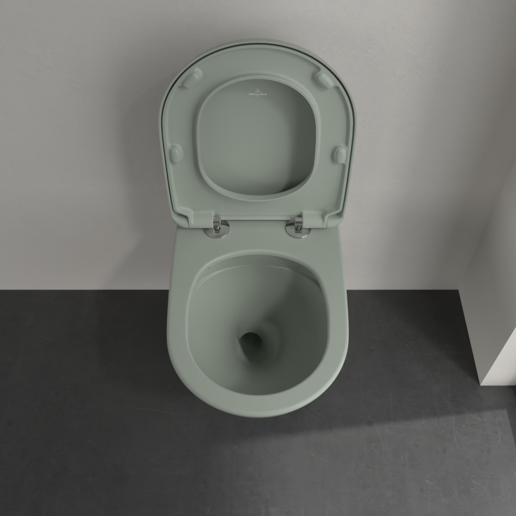 Villeroy & Boch Antao væghængt toilet, uden skyllekant, rengøringsvenlig, mat grøn
