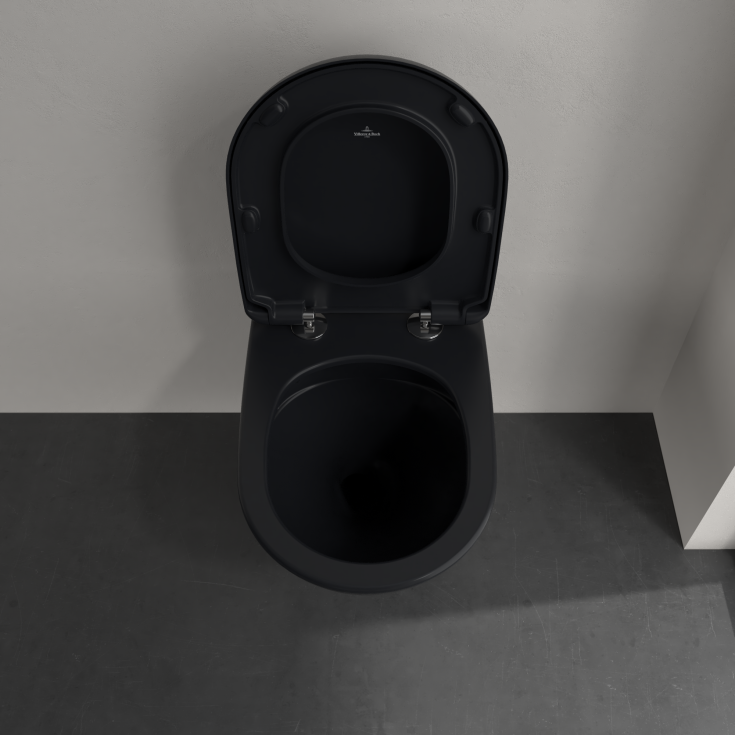 Villeroy & Boch Antao vägghängd toalett, utan spolkant, rengöringsvänlig, matt svart