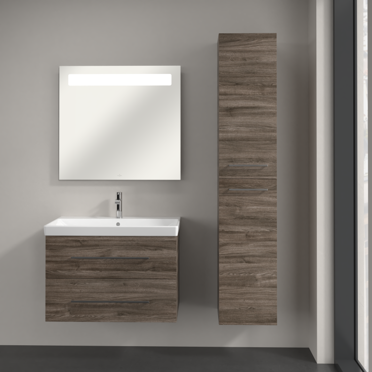Villeroy & Boch Avento A894 högskåp, 34,6x176 cm, höger, grå ek