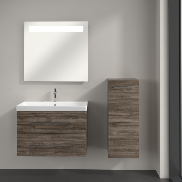 Villeroy & Boch Avento A895 vægskab, 34,8x88,8 cm, højre, grå eg