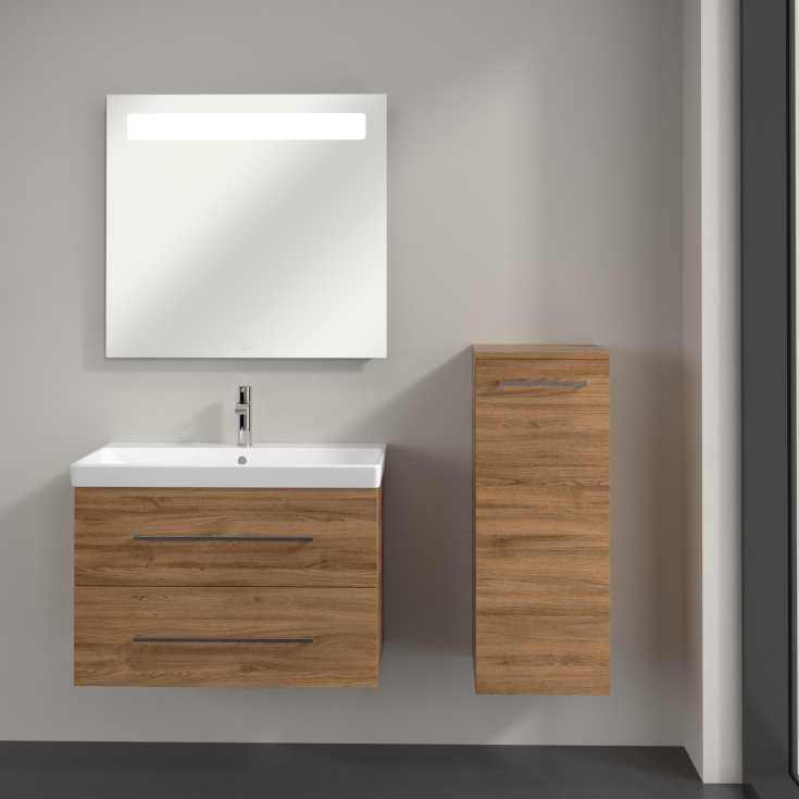 Villeroy & Boch Avento A895 veggskap, 34,8x88,8 cm, høyre, mørk eik