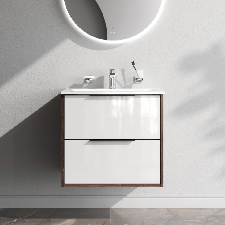 AM.PM Flash møbelpakke, 61x49,5 cm, mørk eik/hvit høyglans