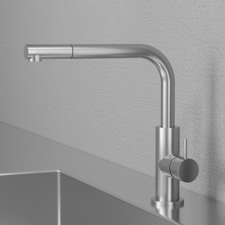 Scandtap Steel Accent 90 kjøkkenbatterieri, uttrekkbar tut, original