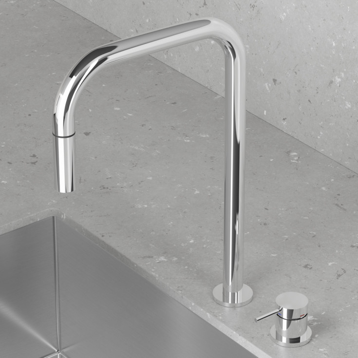 Scandtap Harmonized K2P kjøkkenbatterieri, square, uttrekkbar tut, classic