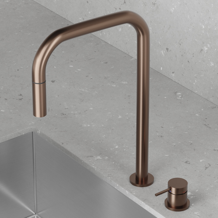 Scandtap Harmonized K2P Square køkkenarmatur, børstet kobber