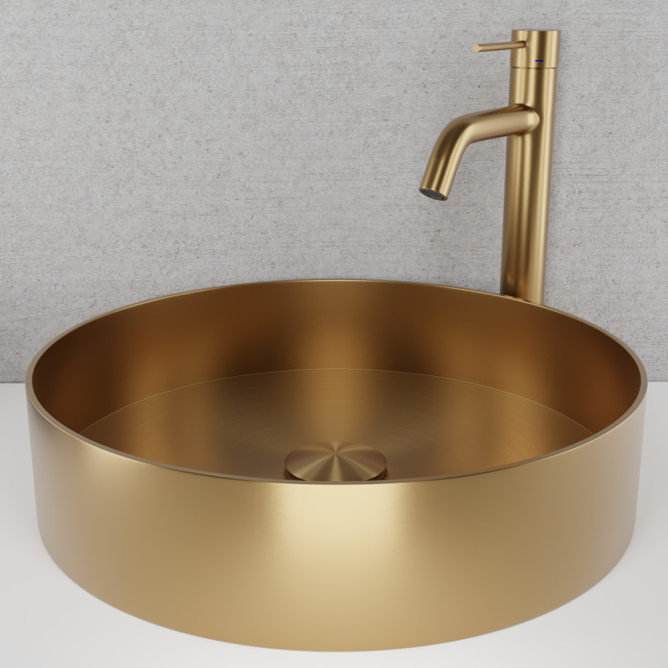 Scandtap Rare R håndvask, Ø37,5 cm, børstet messing