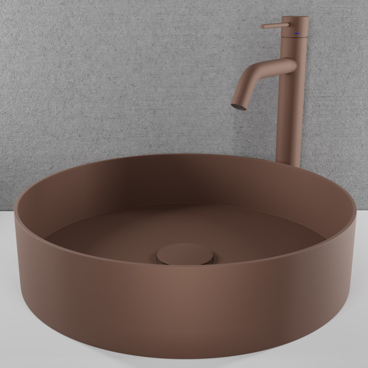 Scandtap Rare R håndvask, Ø37,5 cm, mat brun