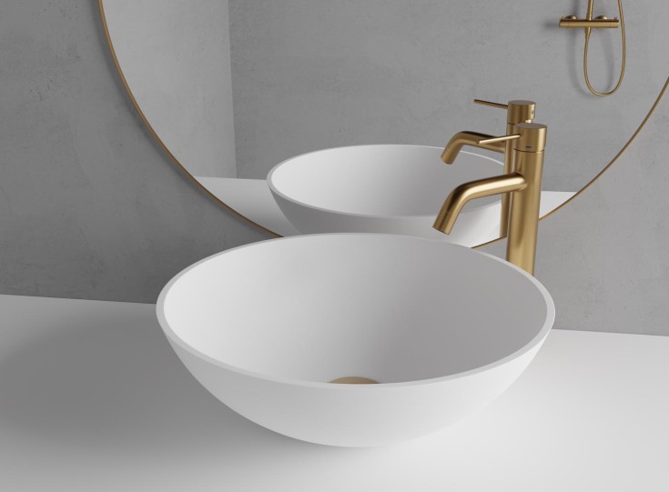 Scandtap Steel Voyage servantbatteri, uten bunnventil, høy modell, sand