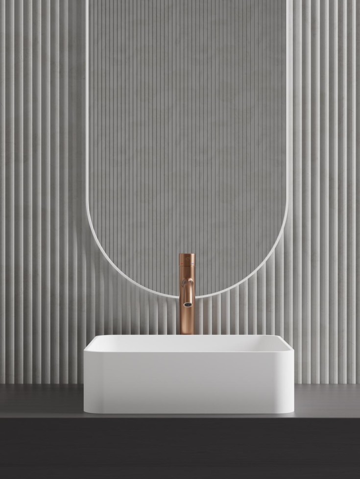 Scandtap Steel Voyage servantbatteri, uten bunnventil, høy modell, amber