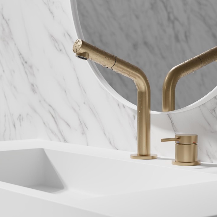 Scandtap Harmonised B2P tvättställsblandare, utdragbar pip, borstad mässing