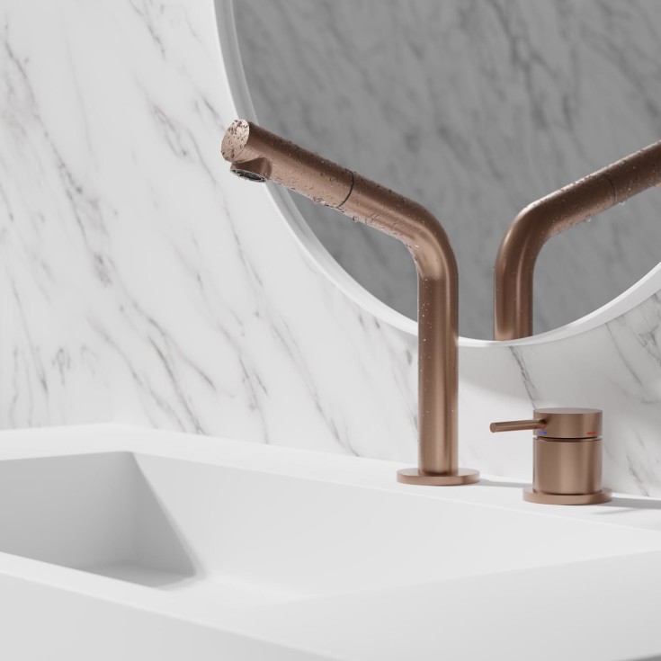 Scandtap Harmonised B2P tvättställsblandare, utdragbar pip, borstad koppar