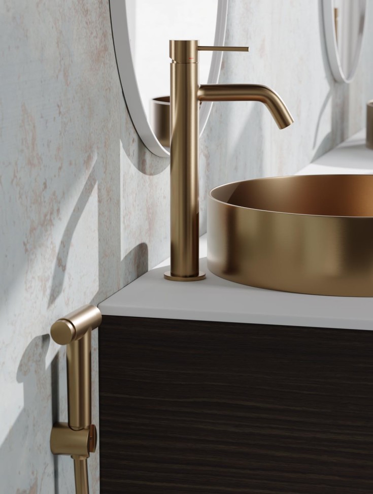 Scandtap Voyage B servantbatteri med sidedusj, uten bunnventil, sand