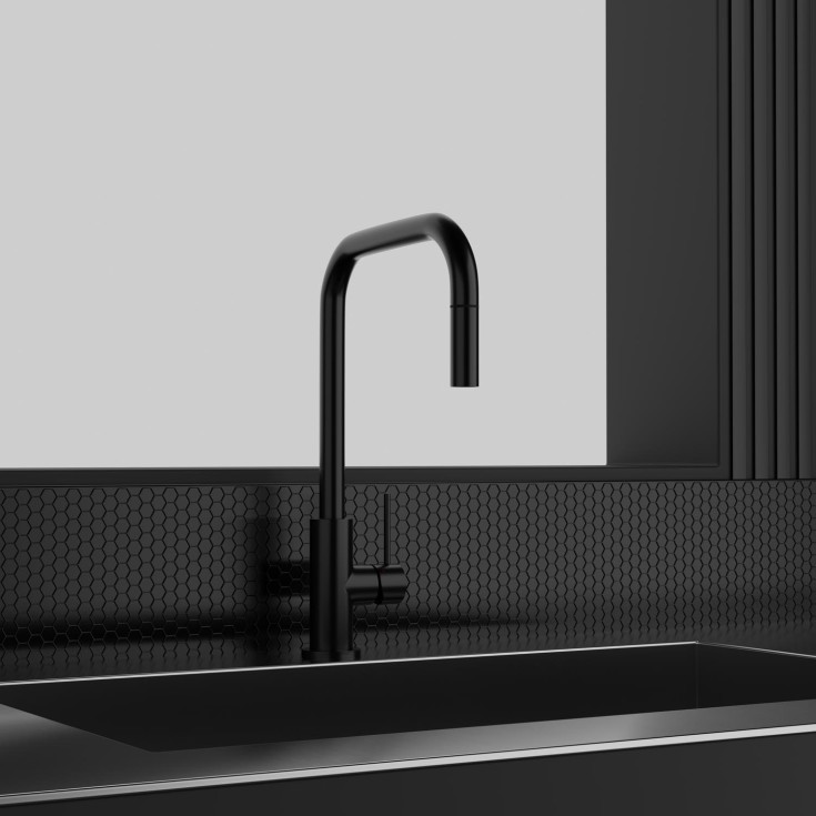 Scandtap Accent Square köksblandare, utdragbar pip, borstad svart