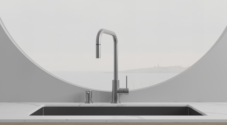 Scandtap Accent Square köksblandare, utdragbar pip, borstat stål