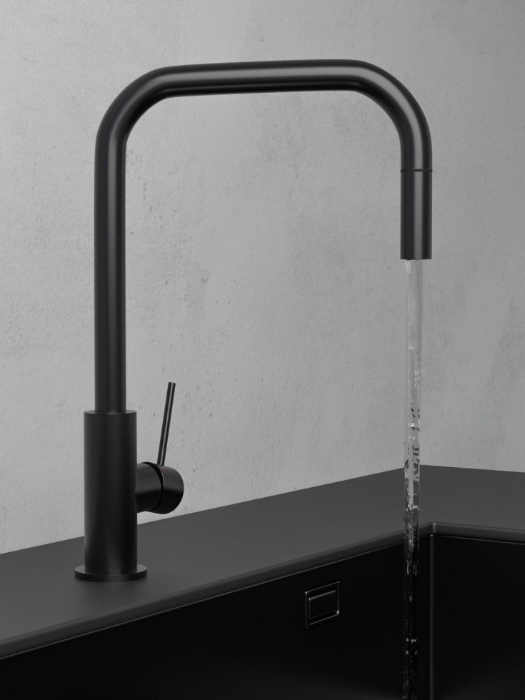 Scandtap Accent Square köksblandare, utdragbar pip, borstad svart