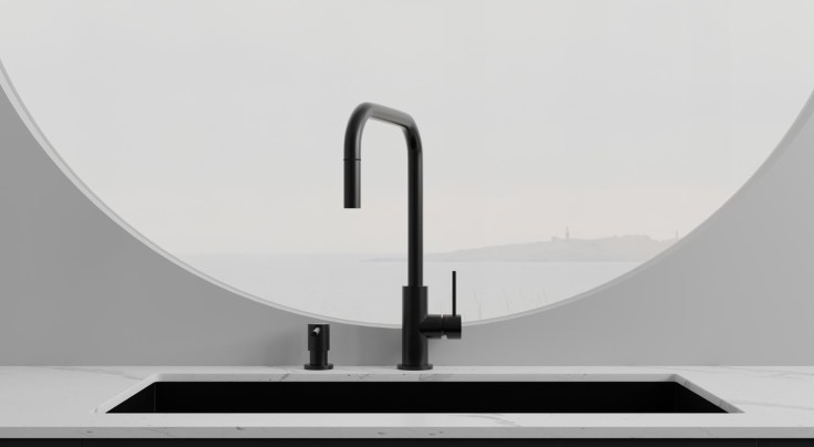 Scandtap Accent Square köksblandare, utdragbar pip, borstad svart