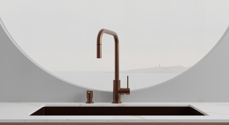 Scandtap Steel Accent Square kjøkkenbatteri, amber