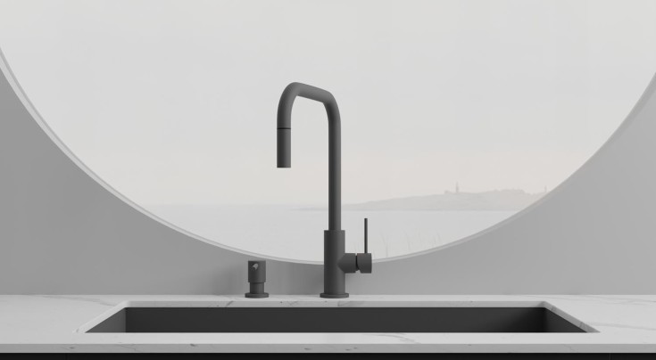 Scandtap Accent Square køkkenarmatur, udtrækstud, mat grå