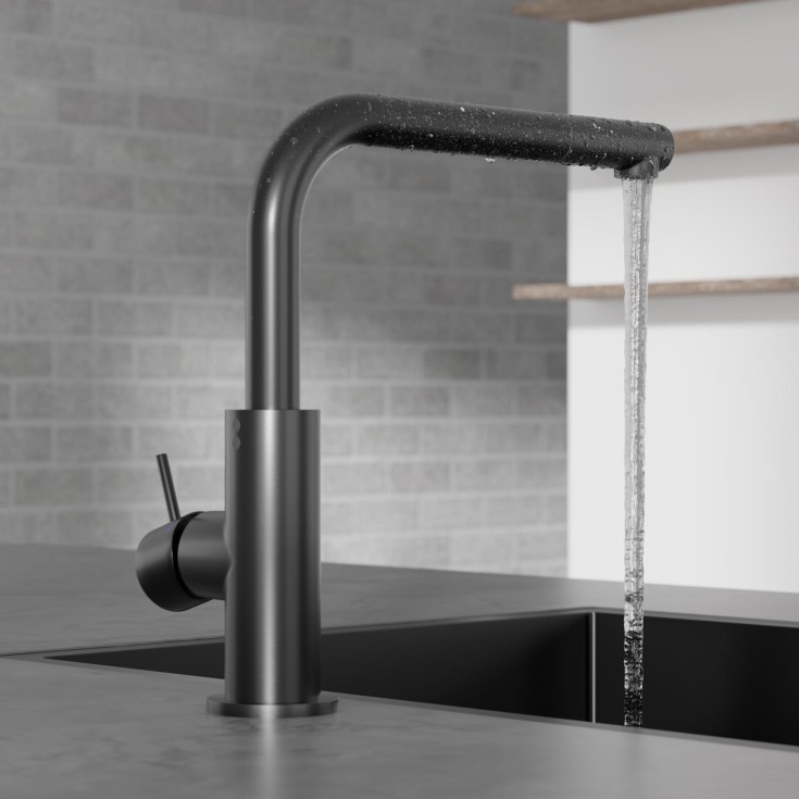 Scandtap Steel Accent 90 kjøkkenbatterieri, uttrekkbar tut, shadow