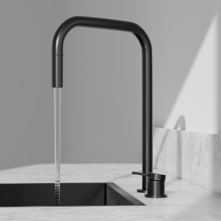 Scandtap Harmonised K2P Square köksblandare, borstad svart