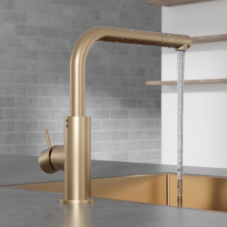 Scandtap Steel Accent 90 kjøkkenbatterieri, uttrekkbar tut, sand