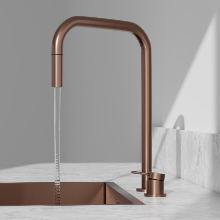 Scandtap Harmonized K2P Square køkkenarmatur, børstet kobber
