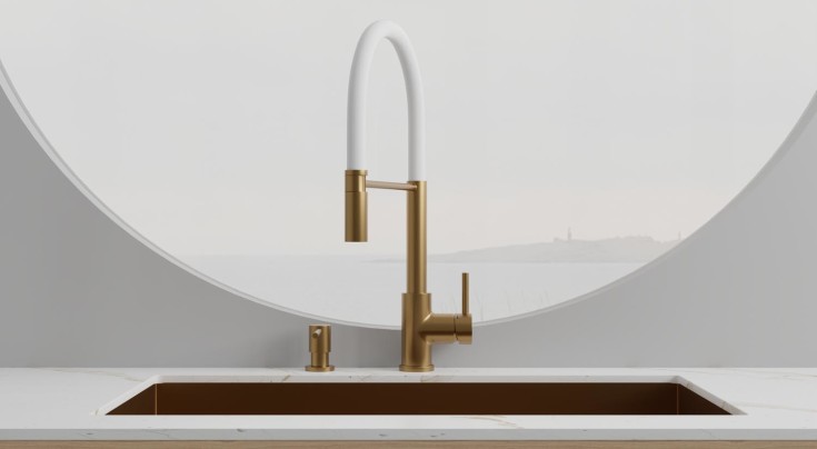 Scandtap Pro köksblandare, utdragbar pip, borstad mässing