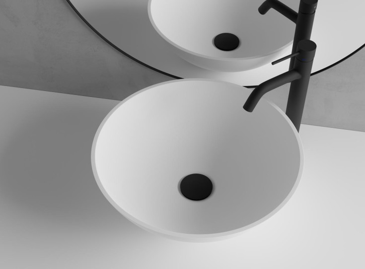 Scandtap Solid R1 håndvask, Ø40 cm, mat hvid