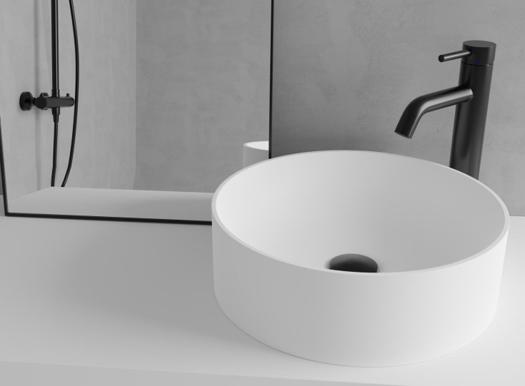 Scandtap Solid R2 håndvask, Ø38 cm, mat hvid