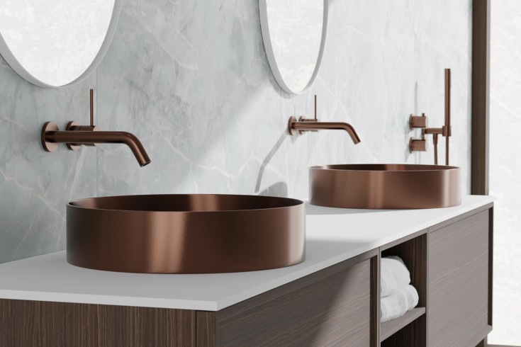 Scandtap Rare R tvättställ, Ø37,5 cm, borstad koppar