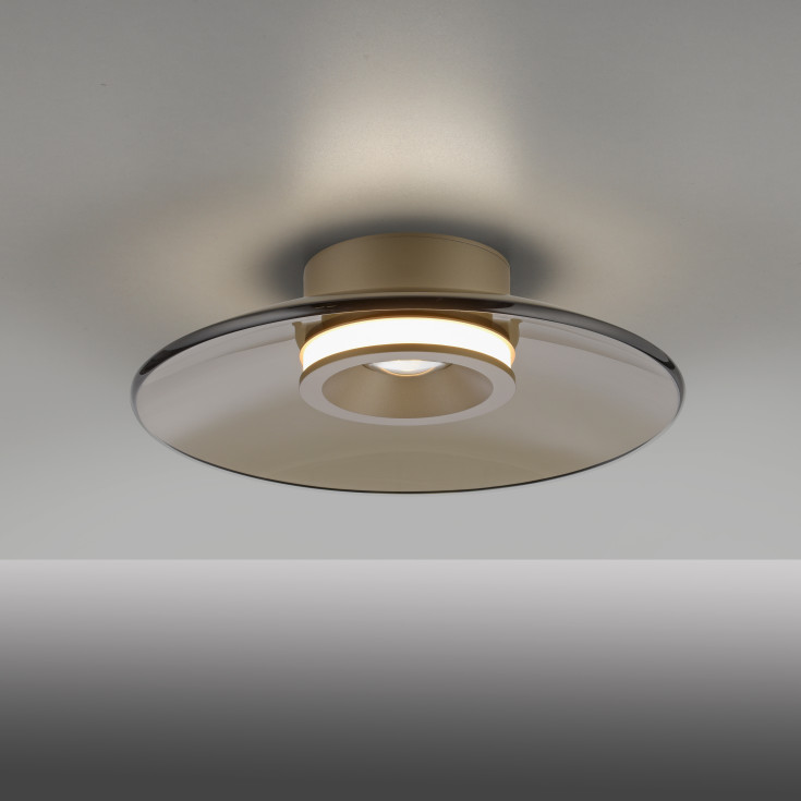 Pure Moon loftplafond i glas, Ø320mm tonet brun