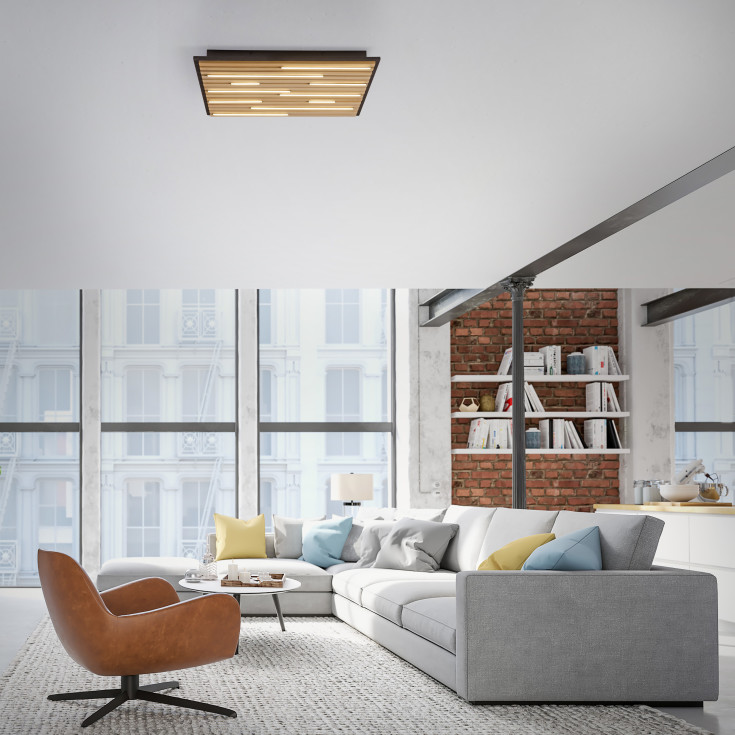 Q-Akustik væg/loft LED panel i træ - Til Smart Home, 62x62mm