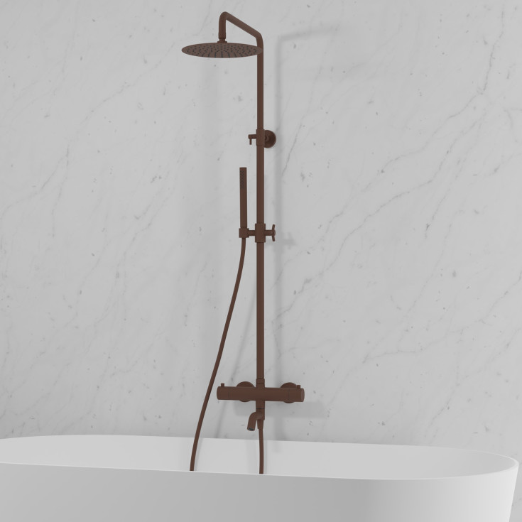 Scandtap Pleasure badkarsblandare med duschset, matt brun