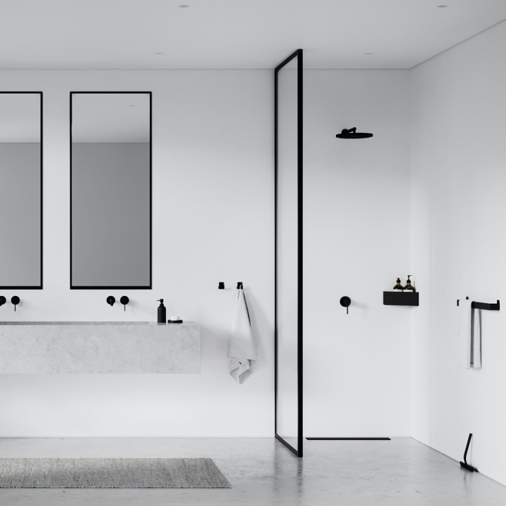 Nichba Bath Shelf duschhylla i hörn, svart