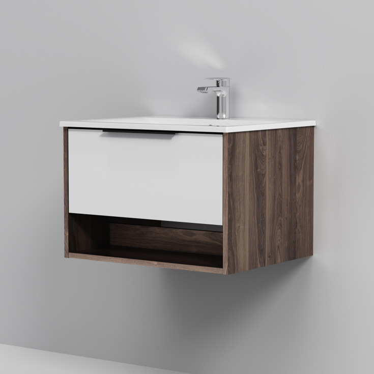 AM.PM Flash möbelpaket, 61x49,5 cm, mörk ek/vit högglans