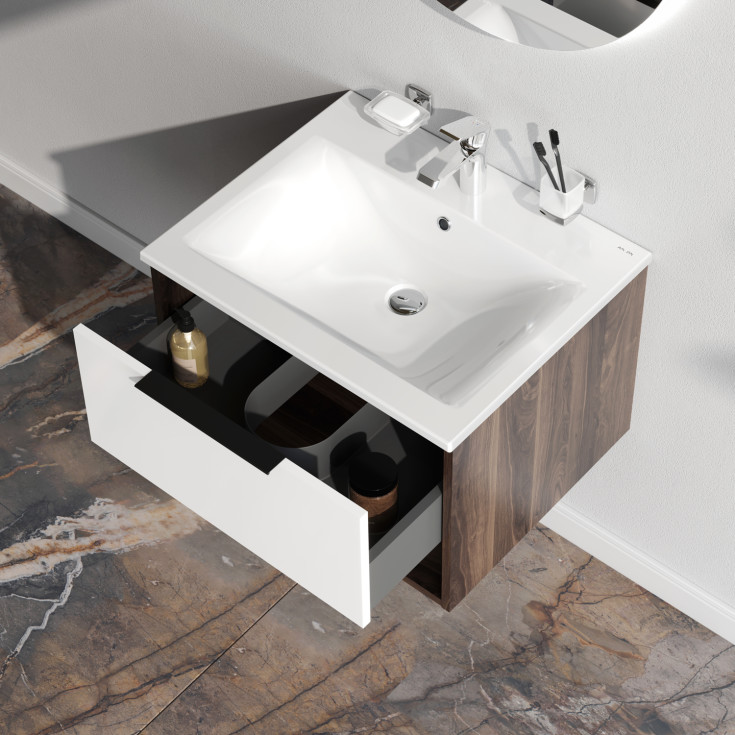 AM.PM Flash möbelpaket, 61x49,5 cm, mörk ek/vit högglans